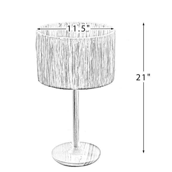 Solid Wood 21.3" Table Lamp with Inline Switch Control and Grass Made